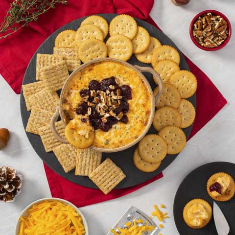 Cranberry and Pecan Baked Cheddar Dip with RITZ Crackers