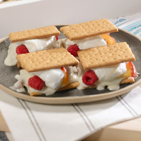 Grilled Peach Melba S'mores