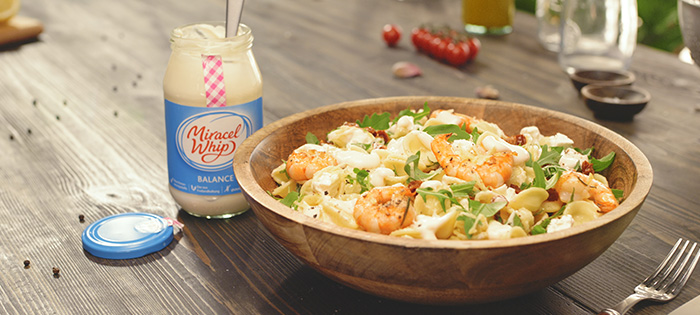 Miracel Whip - Rezept - Nudelsalat mit Garnelen, Rucola und ...