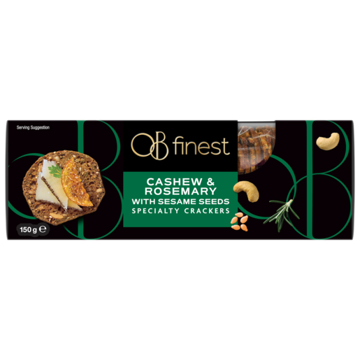 OB Finest Specialty Crackers Cashew & Rosemary with Sesame Seeds 150g