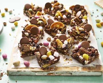 Easter Rocky Road Traybake With Flake Pieces And Crunchie Bits