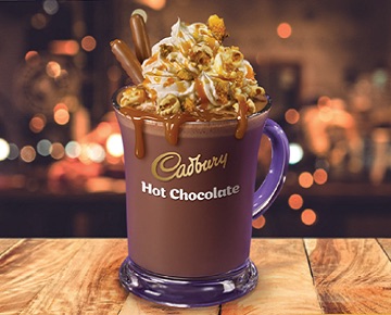 Cadbury Luxury Hot Chocolate with Popcorn and Fingers