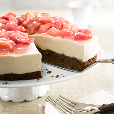 Brownie-Rhabarber Cheesecake