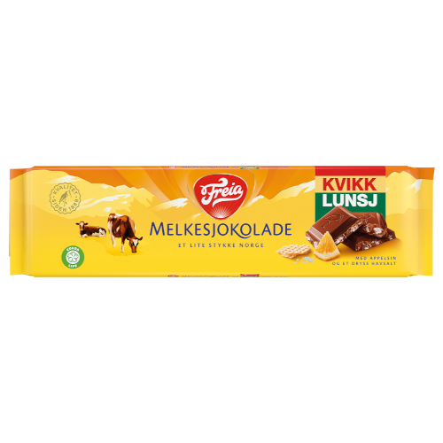 Freia Melkesjokolade med Kvikk Lunsj og appelsin 190g