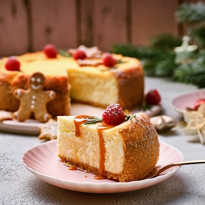 Cheesecake de Noël aux biscuits et caramel salé