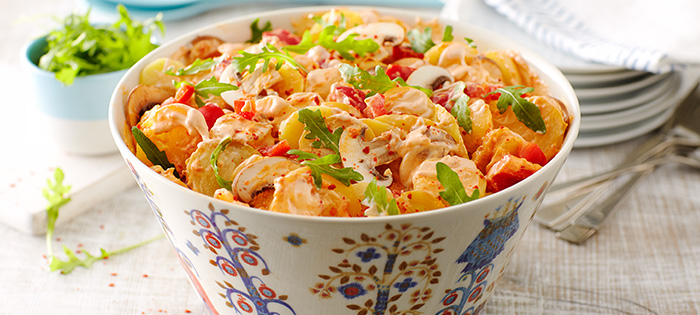 Feuriger Miracel Whip Kartoffel-Champignon-Salat