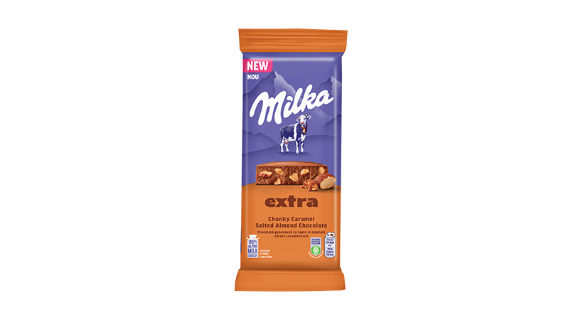 Milka Ciocolată generoasă cu lapte și migdale sărate caramelizate 190g