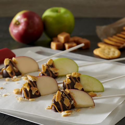 Sweet and Salty Apple Wedge Pops
