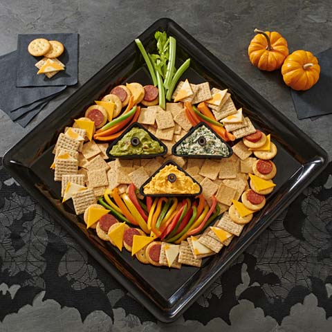 Halloween Jack-o'-Lantern Snacking Board