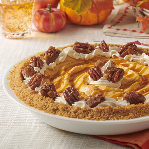 No-Bake HONEY MAID Pumpkin Cheesecake with Glazed Pecans