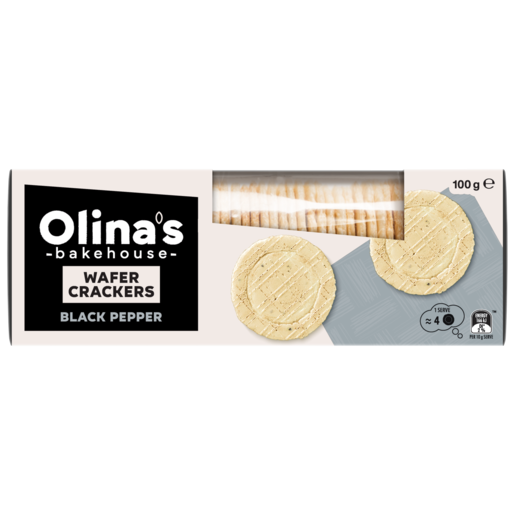 Olina's Bakehouse Wafer Crackers Black Pepper 100g
