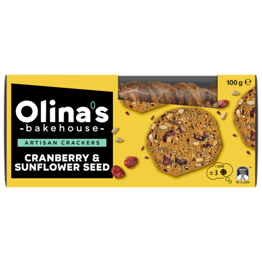 Olina's Bakehouse Artisan Cracker Cranberry & Sunflower Seed 100g