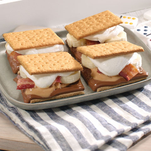 Peanut Butter, Banana and Bacon S'mores