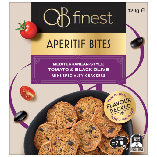 OB Finest Aperitif Bites Mediterranean-Style Tomato & Black Olive 120g