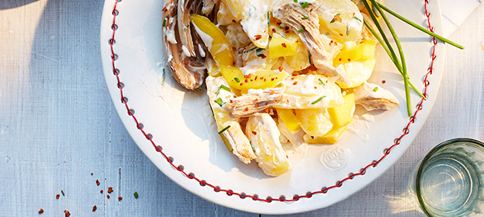 Miracel Whip Kartoffelsalat mit Hähnchen und Mango