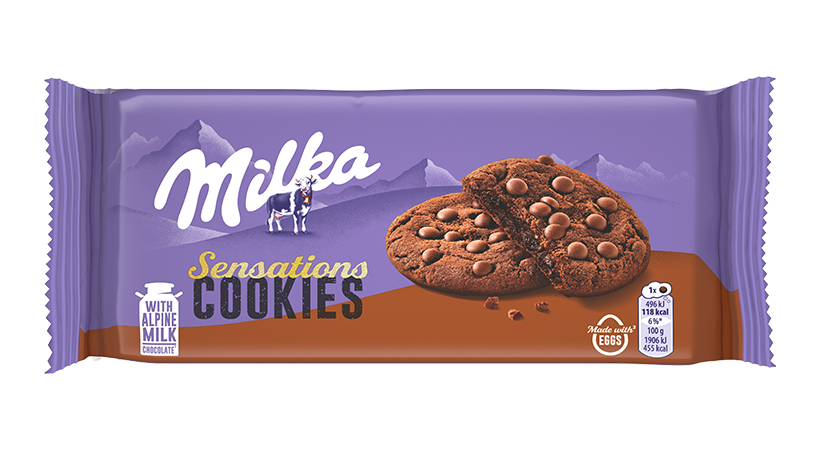 Milka Cookies Sensations Biscuiți cu Interior moale de ciocolată 156g