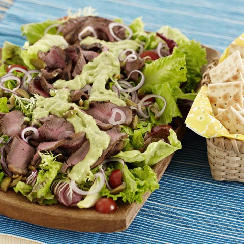 Grilled Steak Salad with Creamy Avocado Dressing