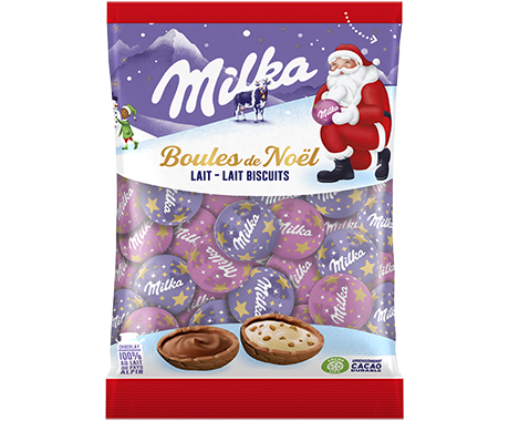 Milka Boules de Noël Lait & Lait Biscuits 350g