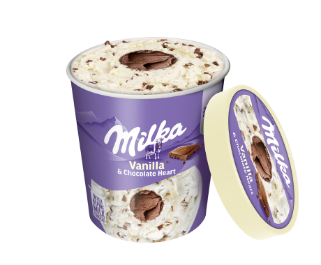 Milka Vanilla & Chocolate Heart Tub 480ml