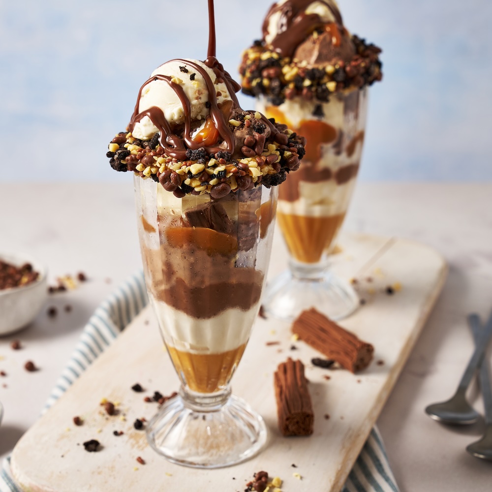 Summer Triple Chocolate Sundae With Flake Pieces And Oreo Crumb