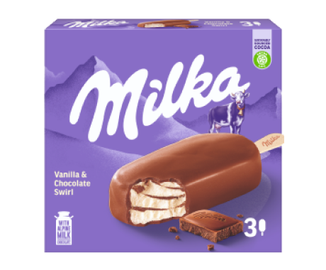 Milka Vanilla & Chocolate Swirl Stieleis 3x90ml