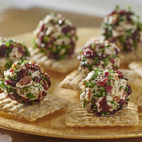 TRISCUIT Cranberry-Pecan Herb Cheese "Truffle" Bites