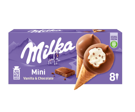 Milka Vanilla & Chocolate Mini Waffelhörnchen 8x25ml