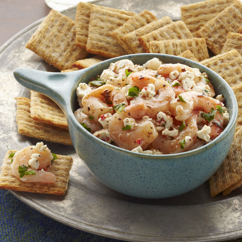 TRISCUIT avec garniture de crevettes style bruschetta
