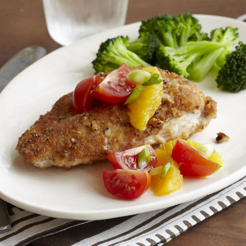 Pecan-Crusted Chicken with Citrus-Tomato Topping