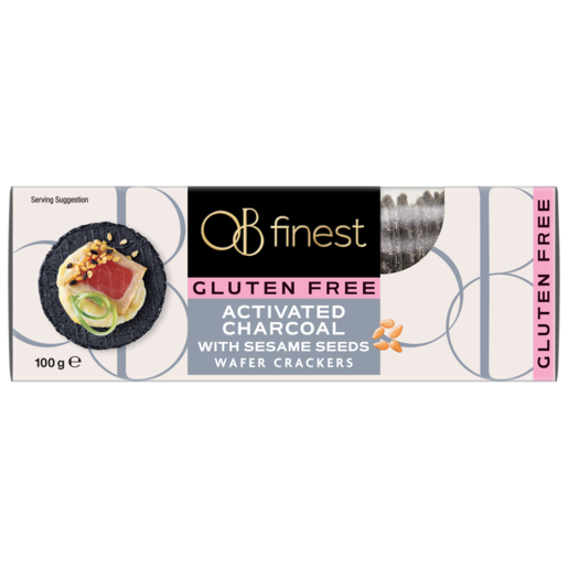 OB Finest Wafer Crackers Activated Charcoal Gluten Free 100g