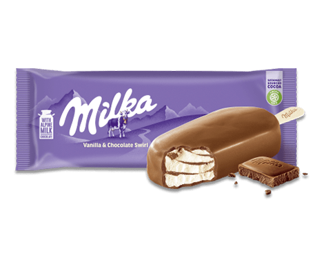 Milka Vanilla & Chocolate Swirl Stieleis für unterwegs 90ml