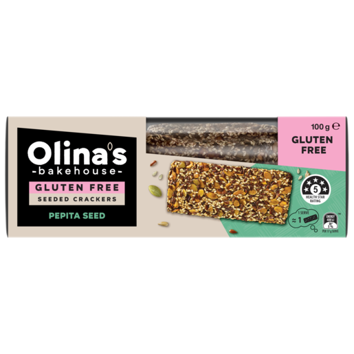 Olina's Bakehouse Seeded Crackers Pepita Seed Gluten Free 100g