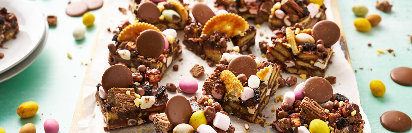 MondelezFoodservice | Easter Rocky Road Traybake With Flake Pieces And Crunchie Bits