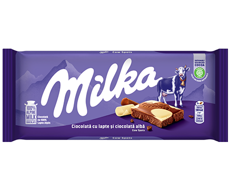 Milka Ciocolata Cu Lapte Si Ciocolata Alba 100G