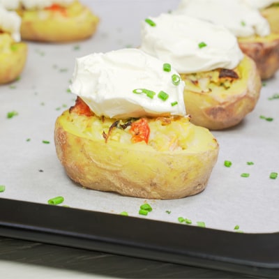 Coquilles de pommes de terre farcies aux Philadelphia