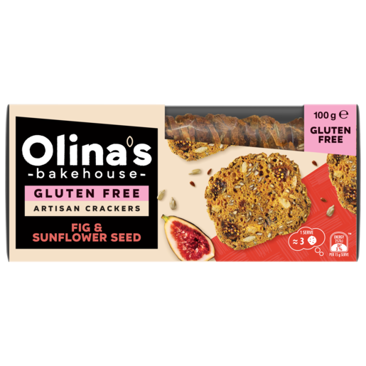 Olina's Bakehouse Artisan Crackers Fig & Sunflower Seed Gluten Free 100g