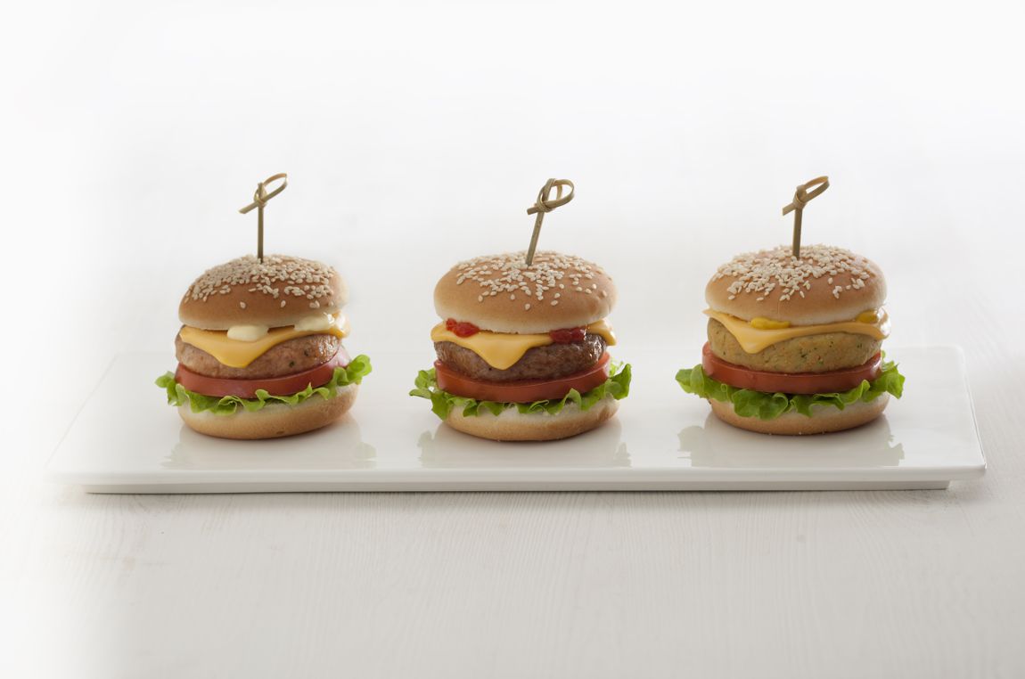 Tris di mini hamburger con Sottilette® Burger con Cheddar