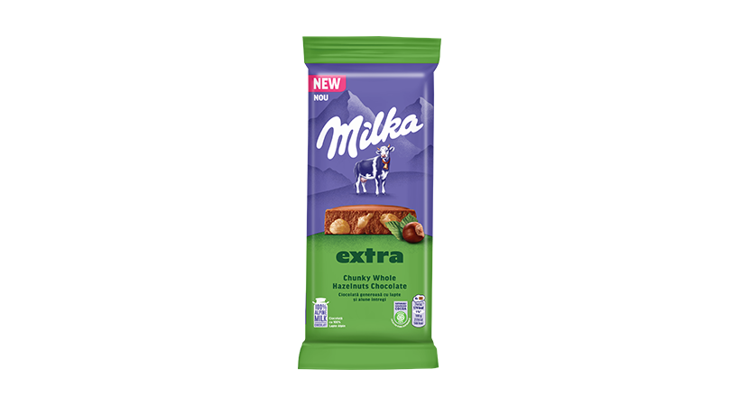 Milka Ciocolată generoasă cu lapte si alune întregi 190g