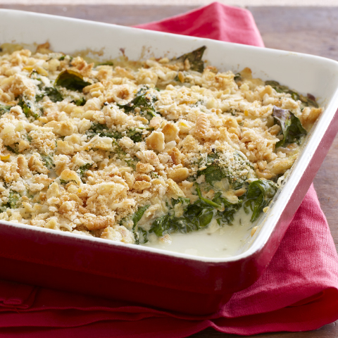 RITZ-Topped Saucy Spinach Bake