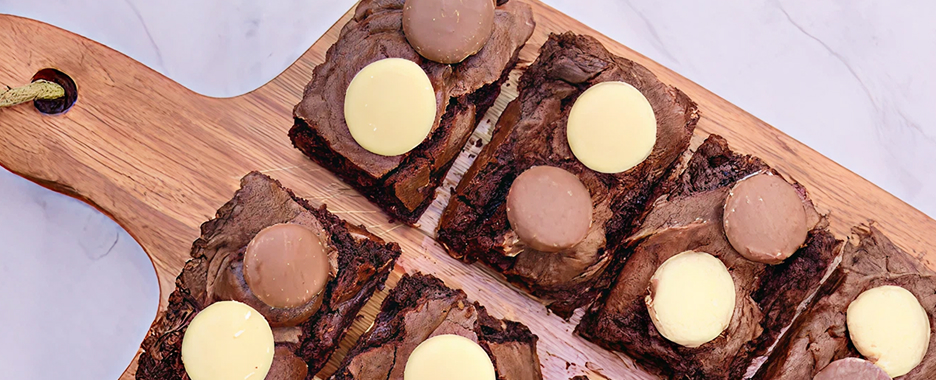Cadbury Bournville and Cadbury Dairy Milk Chocolate Button Brownies