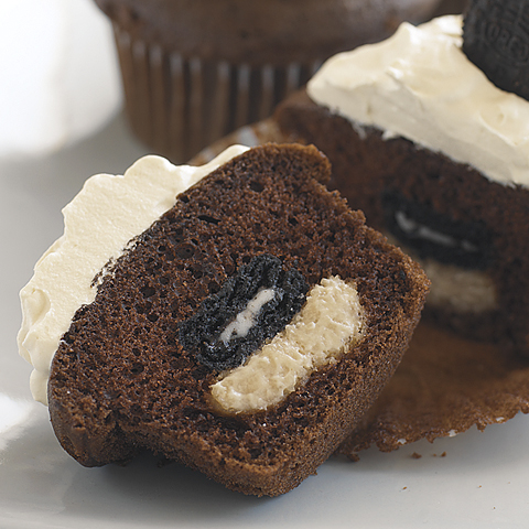 Mini OREO-Peanut Butter Surprise Cupcakes