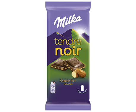 Milka Tendre Noir Chocolat Noir Amande 85g