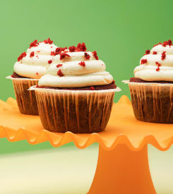 Red velvet muffins med hvit sjokoladeglasur