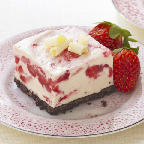 Frozen Strawberry-White Chocolate Mousse Squares