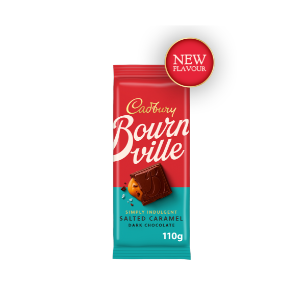 CADBURY BOURNVILLE SALTED CARAMEL DARK CHOCOLATE BAR 110G