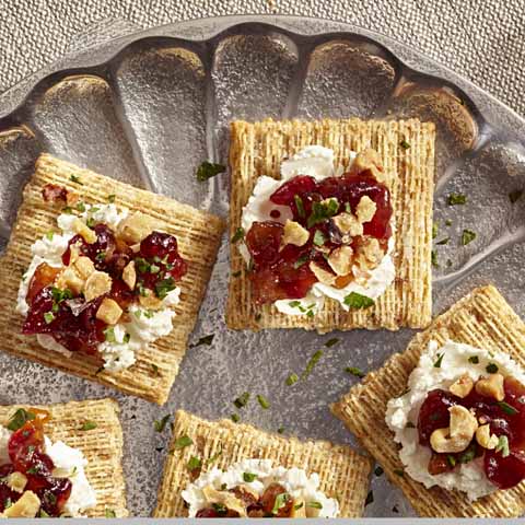 Goat Cheese, Apple-Cranberry Chutney & Walnut Toppers