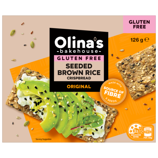 Olina's Bakehouse Seeded Brown Rice Crispbread Original 126g