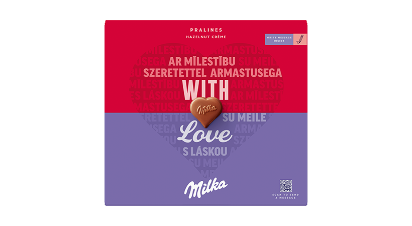 Milka With Love bonboniéra, lískooříšková náplň 110g