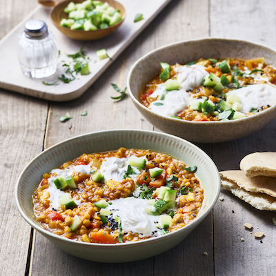 Rote Linsen Dal mit Philadelphia Pflanzlich