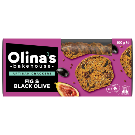 Olina's Bakehouse Artisan Crackers Fig & Black Olive 100g 